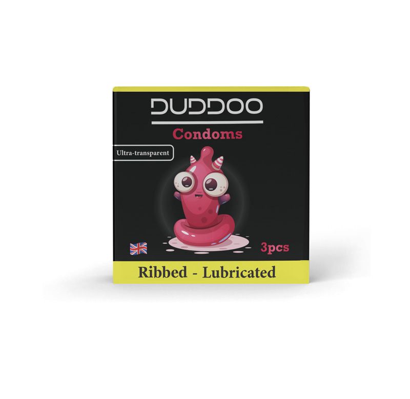 Duddoo Ribbed Condoms Lubricated 3 Pcs