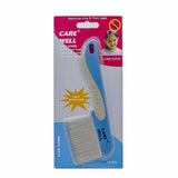 CW303 METAL LICE COMB LONG TOOTH RUBBER HANDLE
