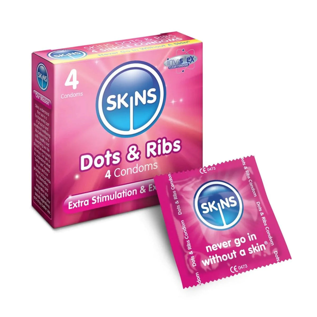 Skins Dots Ribs 4 Condoms