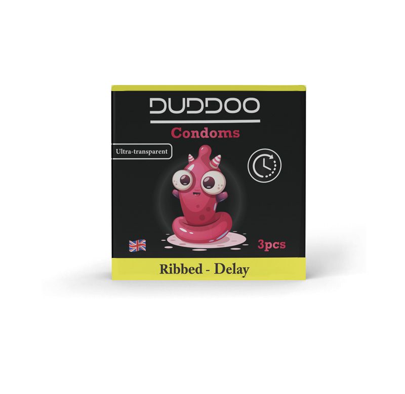 Duddoo Ribbed Delay Condoms 3 Pcs